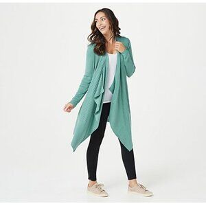 ZUDA | Green Ribbed Open Duster Cardigan Sweater Sz XXS